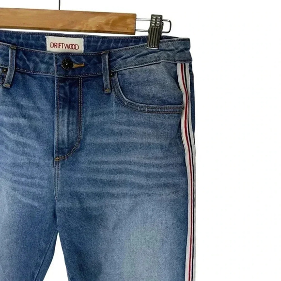 Free People Driftwood Jackie Stripe High Rise Denim  Blue Jeans Size 27 - Picture 9 of 11